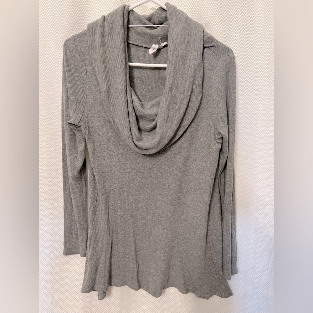 Grey Cable & Gauge Cowl Neck Sweater M